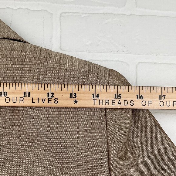 Kasper Blazer Women 4P Tan White Shimmer Woven Fitted Classic‎ Career Notch VTG - Picture 9 of 12